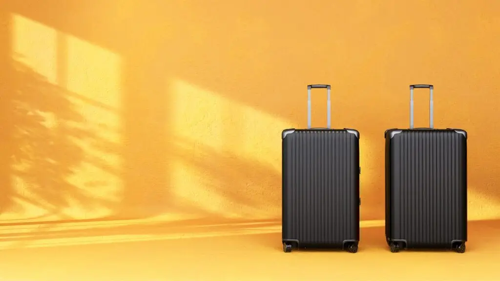 luggage on yellow background