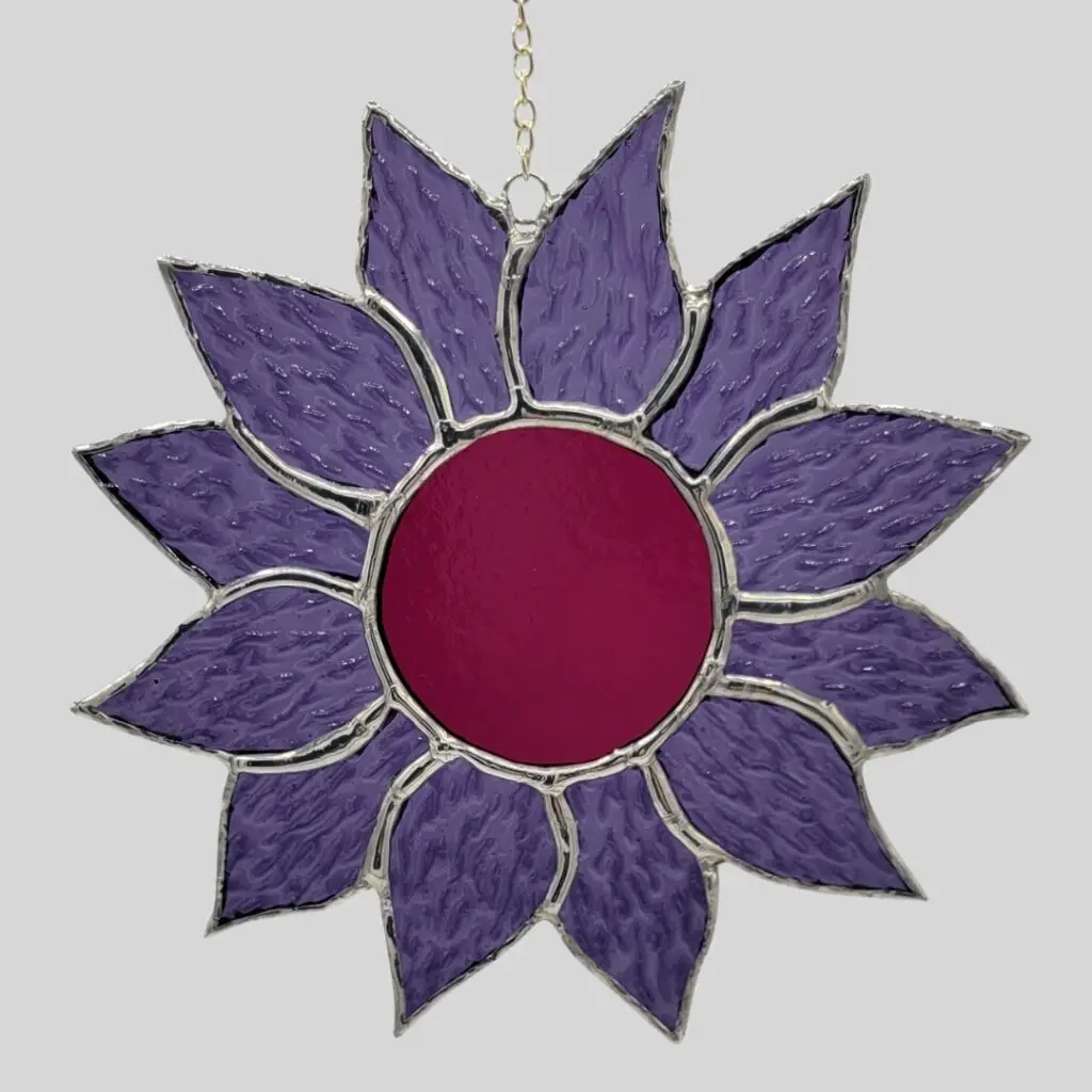 purple flower stained glass