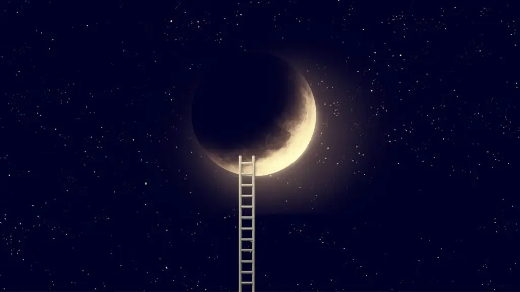 Ladder climbing up to the moon