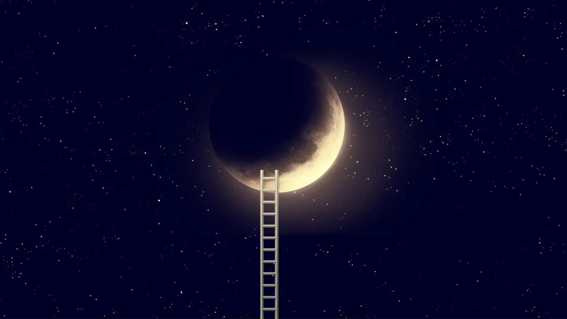 Ladder climbing up to the moon