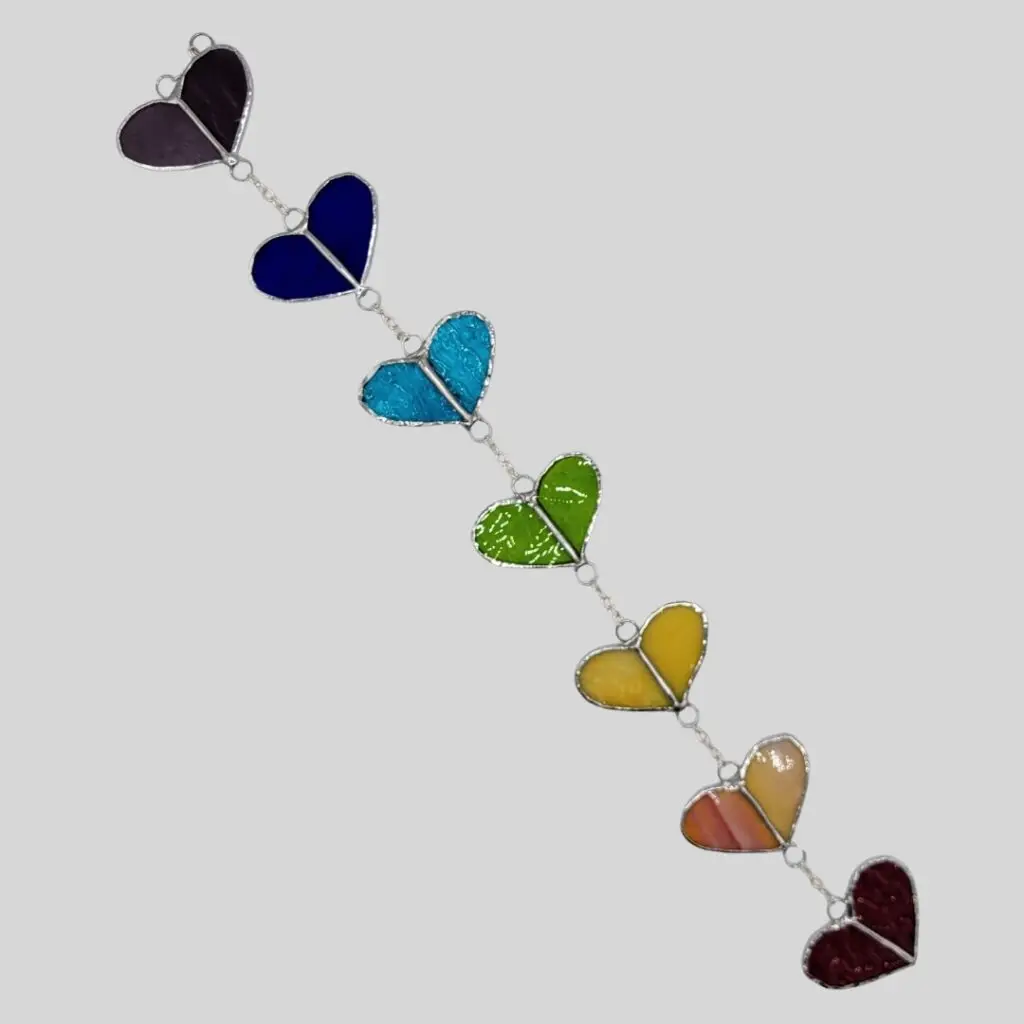 Stained Glass rainbow heart chain