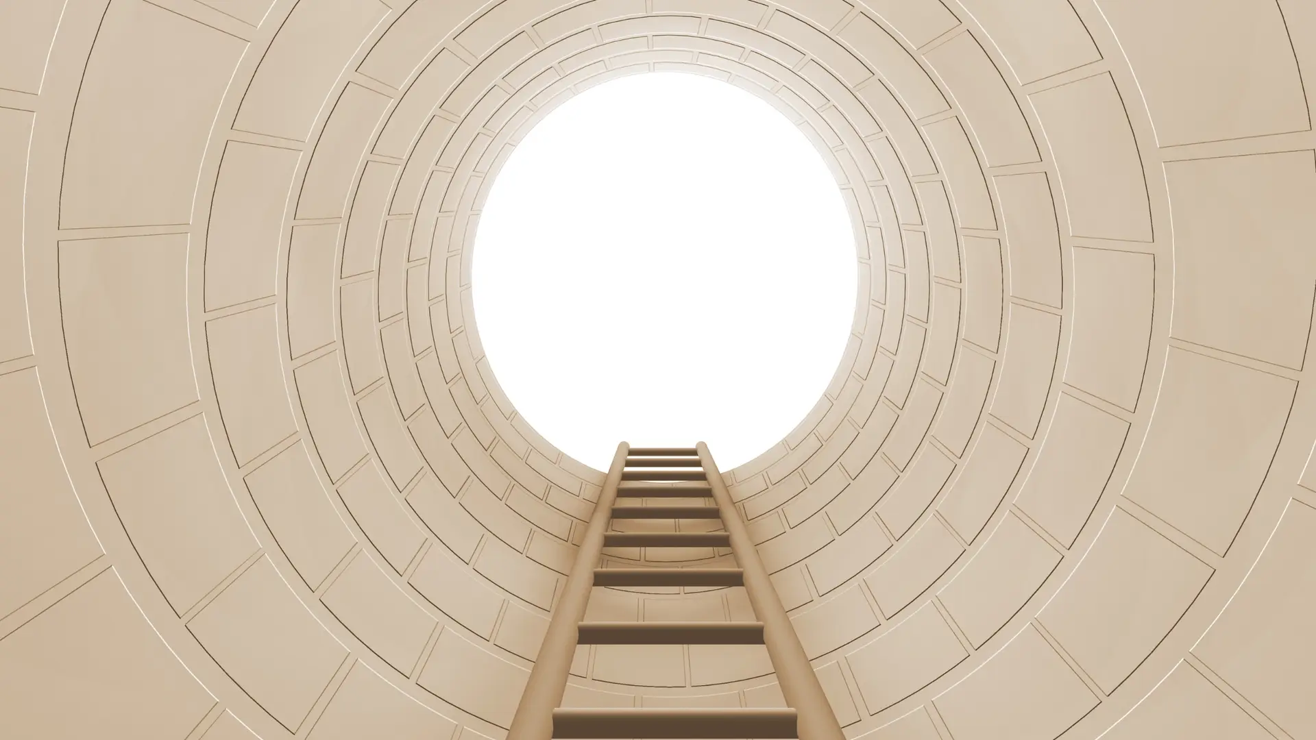 Perspective of being stuck at the bottom of the well looking up.