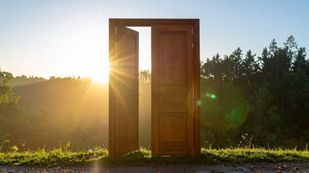 open door in pasture